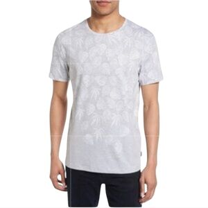 Ted Baker Grey leaf pattern Tshirt Crewneck Short sleeve Tee casual